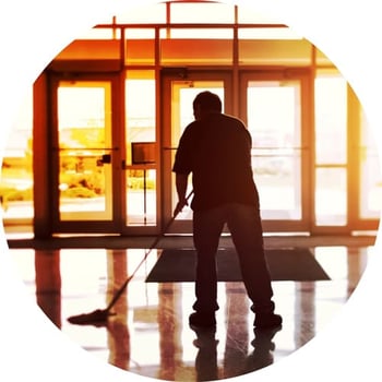 Janitor Mopping Floor Entrance
