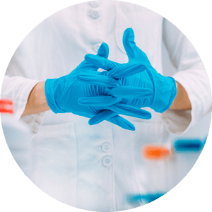 Lab tech wearing gloves