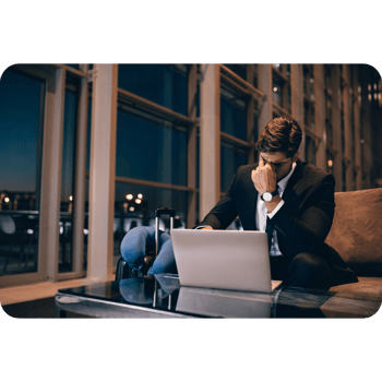 stressed man in lounge