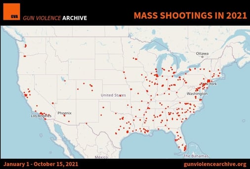 Map of Mass Shootings in 2021